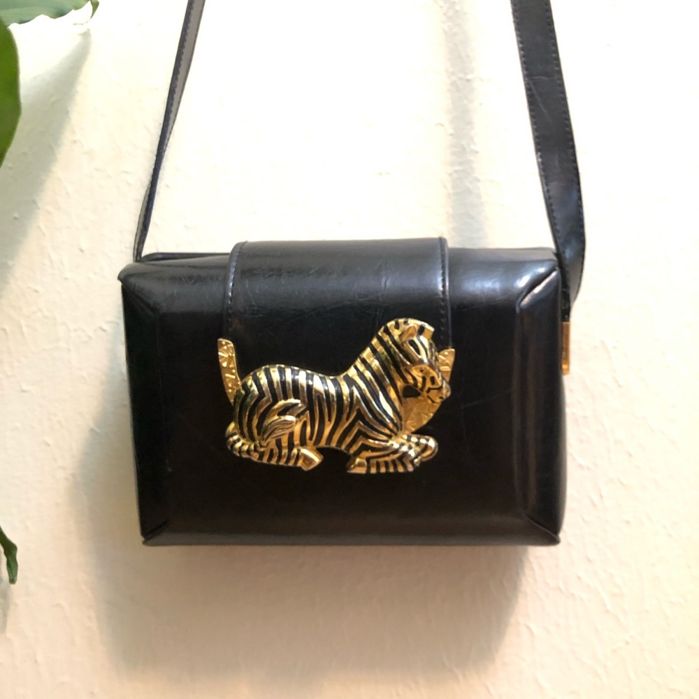 Casual Corner Black & Gold Zebra Buckle Crossbody
